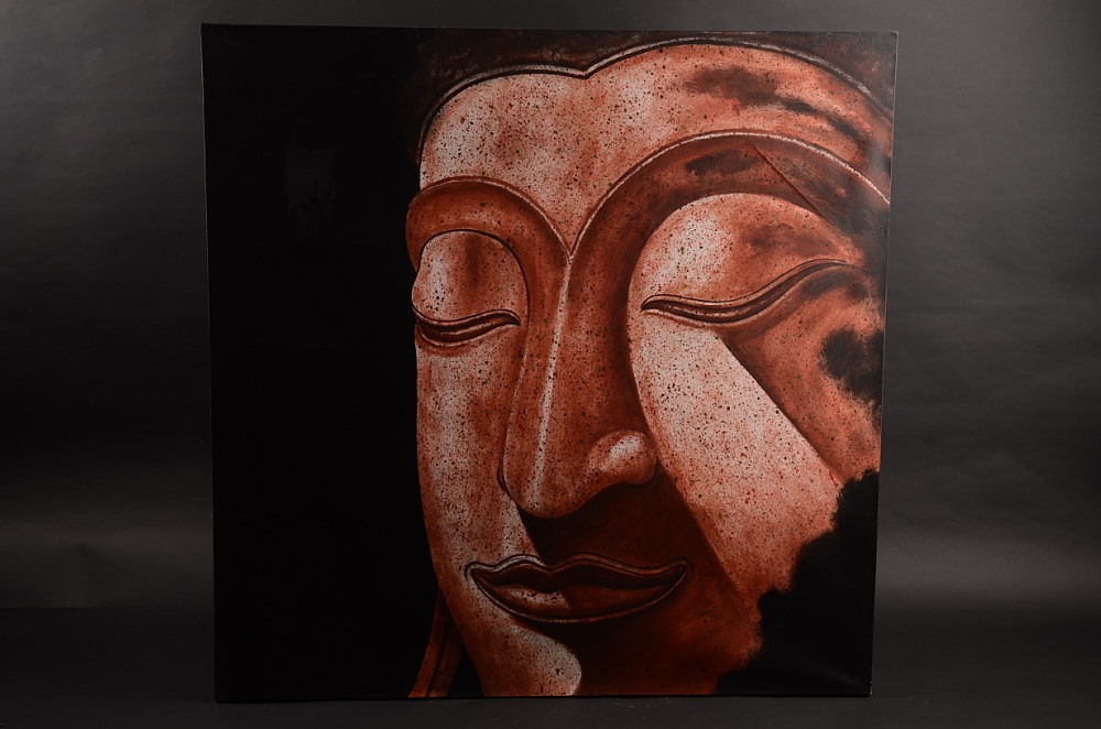 Buddhova tvář, čtvercový obraz na plátně
