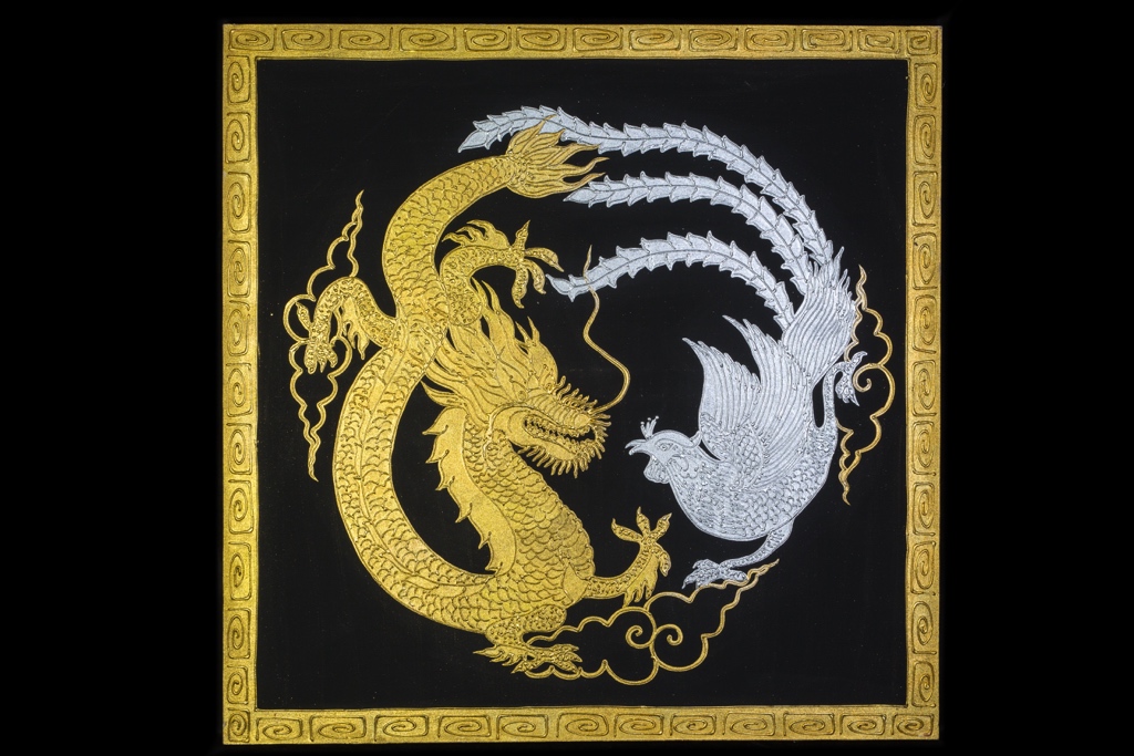 Malba draka a ptáka v souboji