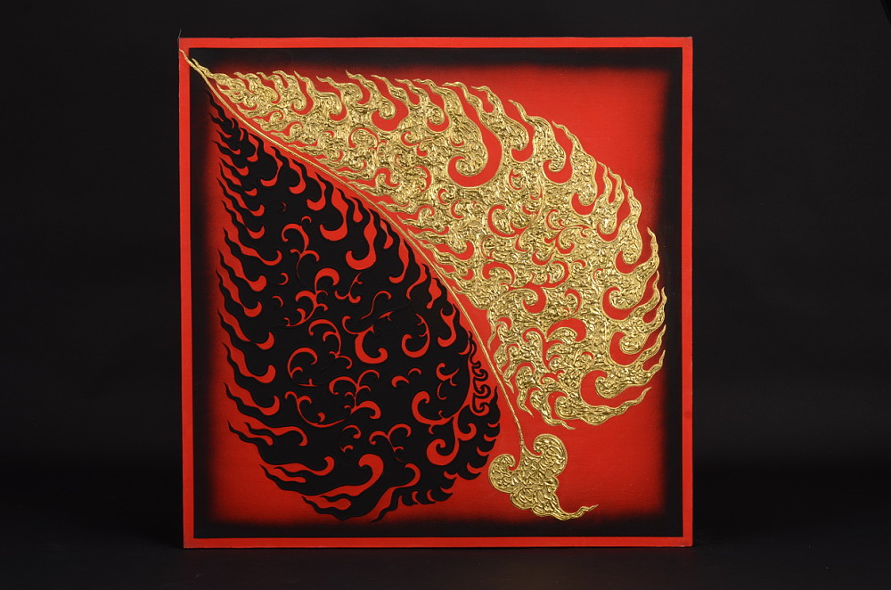 Obraz list černozlatý