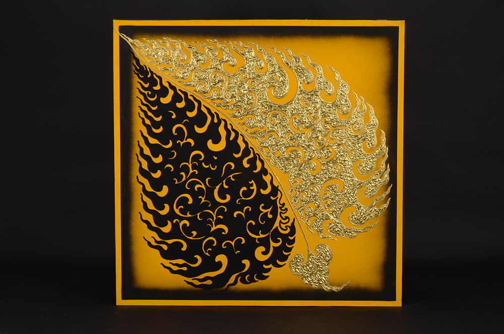 Obraz s motivy listů na plátně