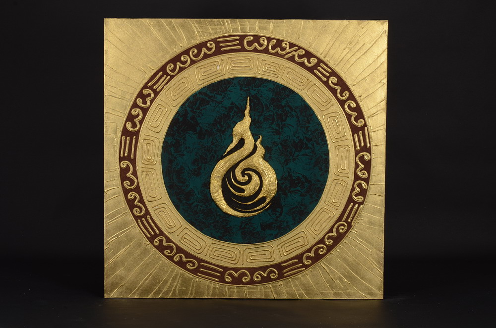 Obraz ve zlaté barvě s motivy labutě