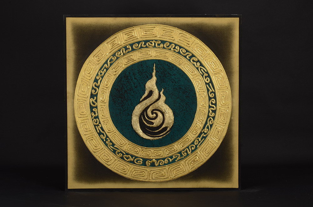 Obraz ve zlaté barvě s motivem labutě