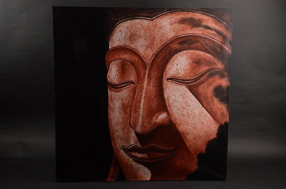 Buddhova tvář, čtvercový obraz na plátně