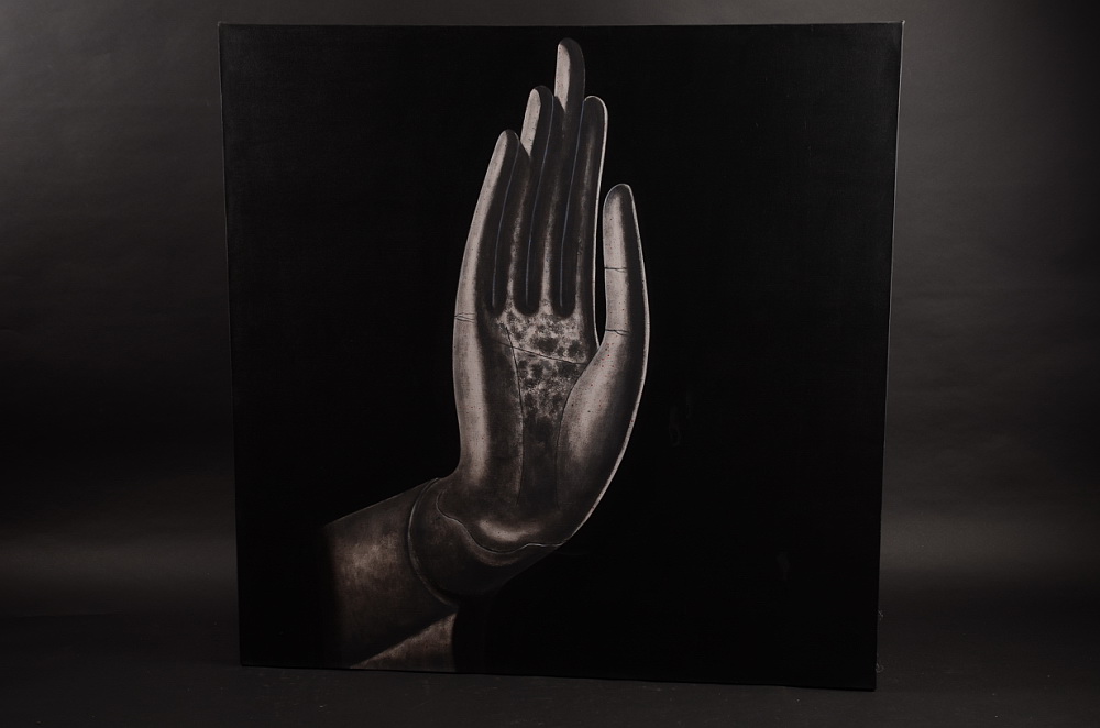 Malovaný obraz "ruka" šedý