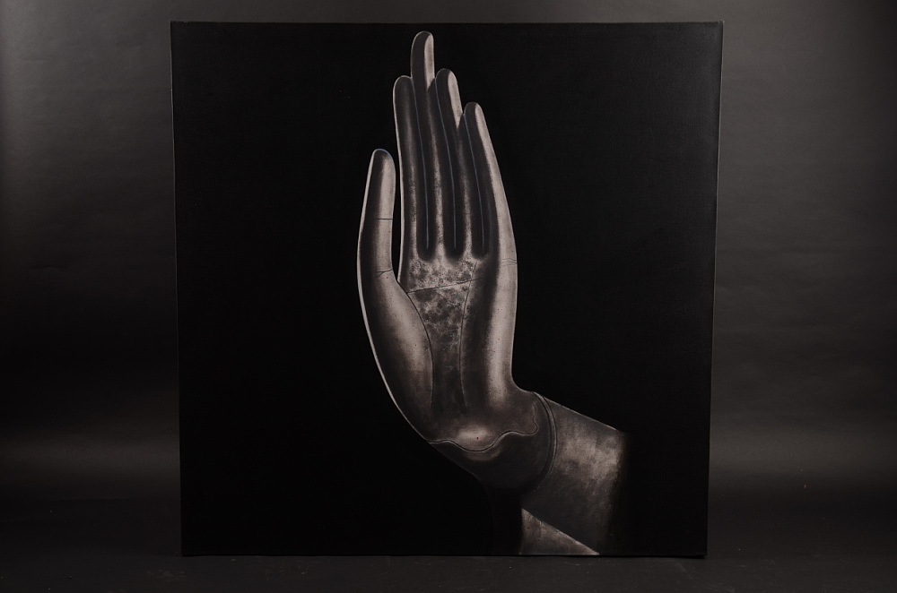 Ruka obraz na plátně, malba, šedá