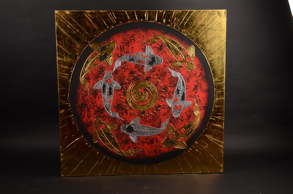 Malba s motivem ryb v kruhu