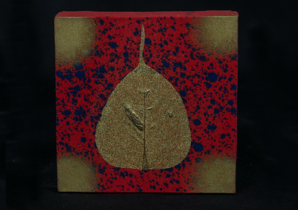 Zlatý list, herbář, abstraktní pozadí