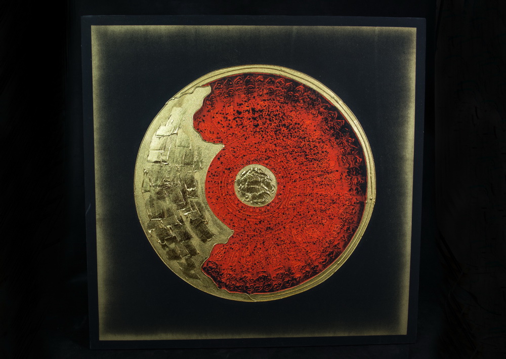 Čtvercový obraz zlato-černý