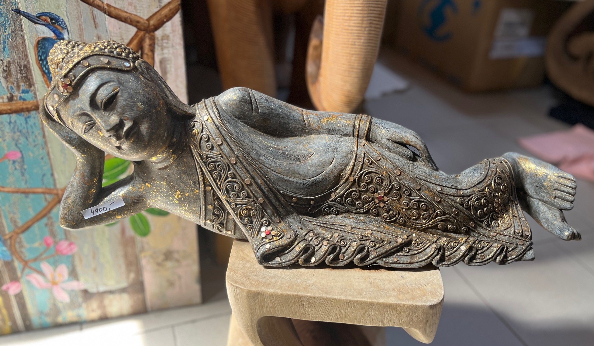 buddha menší ležící stříbrný